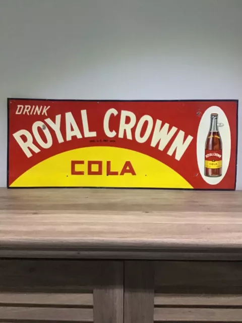 NICE RARE Early Embossed Royal Crown Cola Soda Bottle Sign - WOW !!!