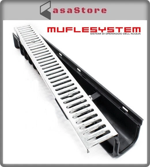 Canaletta Di Scolo UTILFER 13x50x7,5 Cm - In ABS Con Griglia E Tappo, Per Acque Meteoriche O Piscine - Foto 8