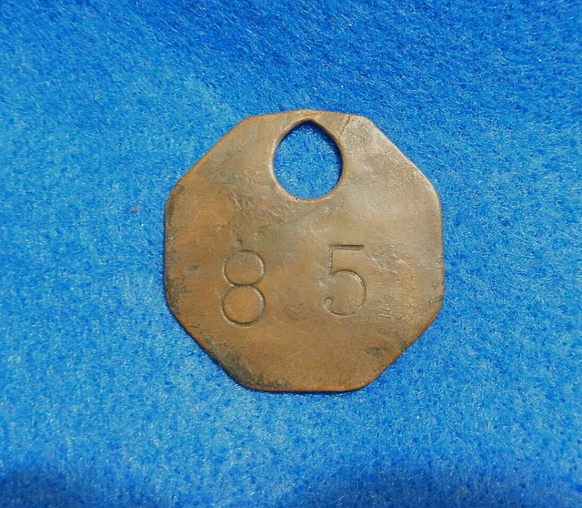 Brass Coal Mine Miner Mining Tag Vintage Antique #85, 1-1/2" Diameter Octagon 💎