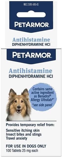 PetArmor Antihistamínico Medicamentos para Alergias para Perros, 100 Count