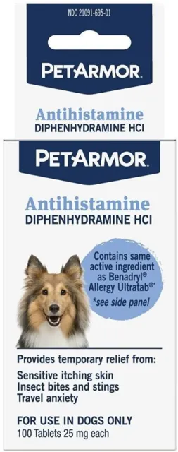 PetArmor Antistaminico Farmaco per Allergie per Cani, 100 Contare
