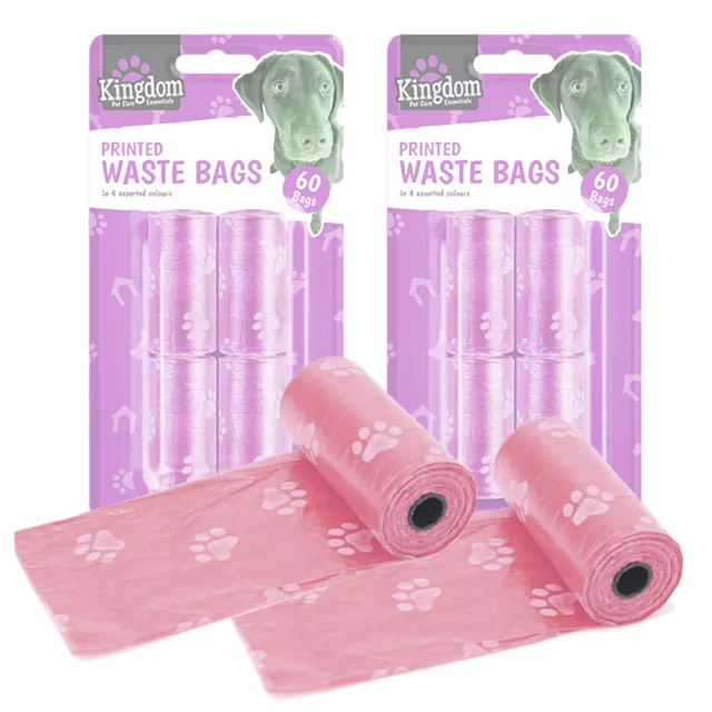 New 60 Pack Printed Pet Dog Cat Poo Doggy Poop Disposal Waste Bags Scoop  Bag UK