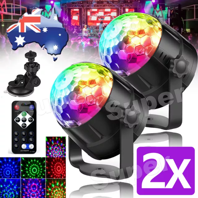 2X USB Disco Ball DJ Party Light Effect Strobe Remote Sound Activated RGB LED A