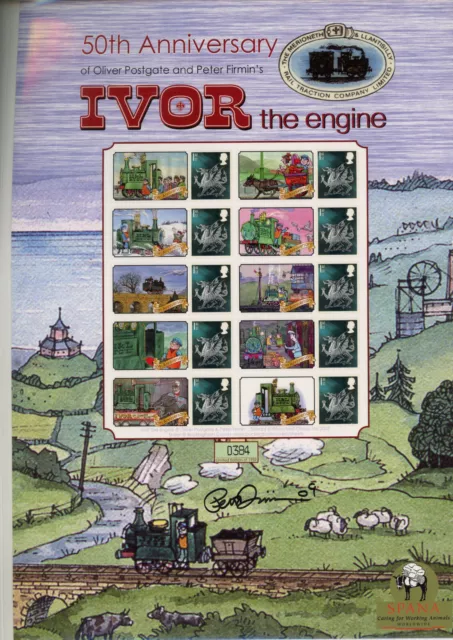 IVOR the engine 50th Anniversary Smilers sheet signed Peter Firmin
