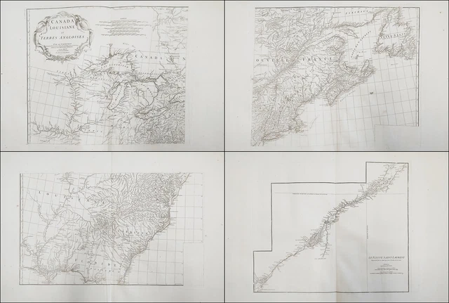 Colonial Eastern United States Canada Louisiana map Karte Anville engraving 1755