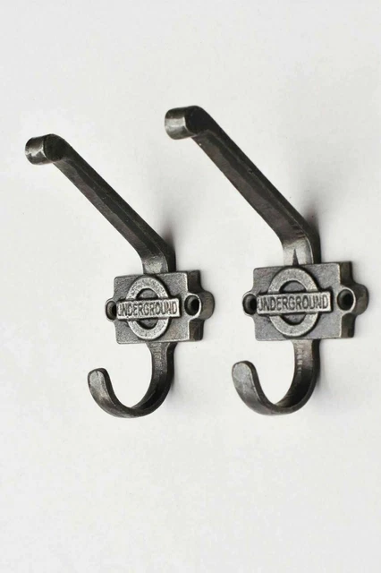 A Pair Of Iconic London Underground Cast Iron Double Coathook Coat Hook