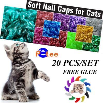 20 piezas / Lote de colores mascotas gato/perro garra gorras garra patas ¡gratis pegamento!