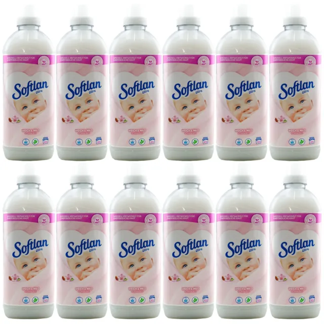 Softlan Soft & Mild Softener 12 x 1 Liter for 45WL for Sensitive Skin