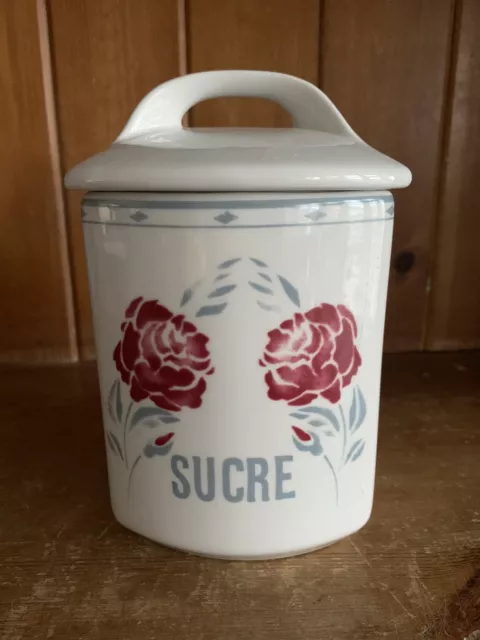 Vintage French Ceramic Sugar Jar “Sucre” Caddy Kitchen Storage Farmhouse