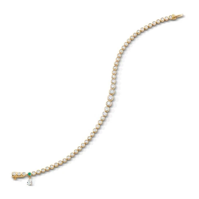 MARKO Bracciale in oro con gigli e palle oro giallo 14k (585) bracciali per donne bracciale gioielli per le donne, 17 cm, Oro giallo, Zirconia cubica