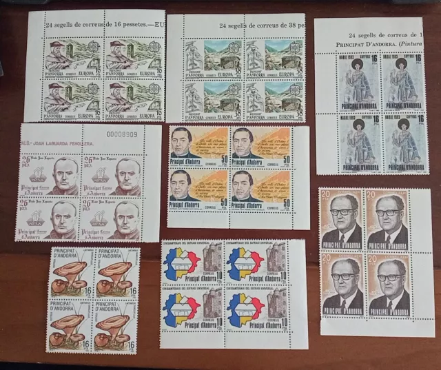 Sellos Andorra Española Mnh 1983 Año Completo En Bloque De 4 A Facial