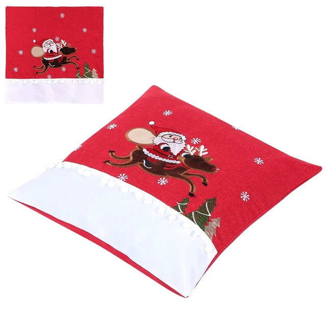 (Alce da neve rosso [senza cuscino]) 16,9 x 16,9 pollici copricuscino morbido