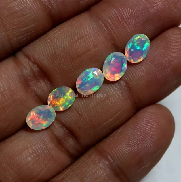 6x8 MM Oval Cut Natural AAAA Red Green Blue Flashy Fire Ethiopian Opal Wholesale