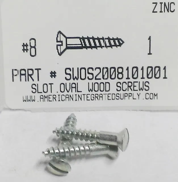 #8x1 Oval Head Slotted Wood Screws Steel Zinc Plated (30)