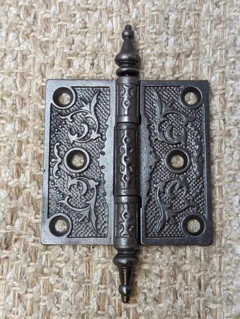 3 1/2" x 3 1/2" Antique Ornate Cast Iron Steeple Hinge