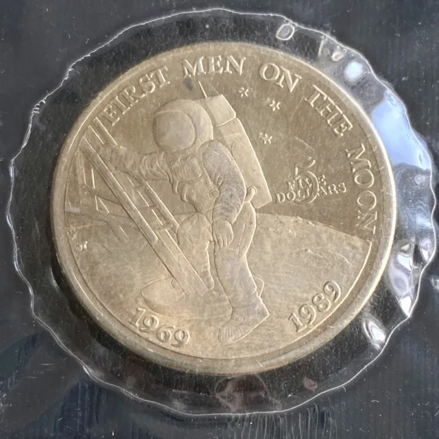 1989 Marshall Islands 5 Dollars 20th First Men on the Moon Gem Uncirculated
