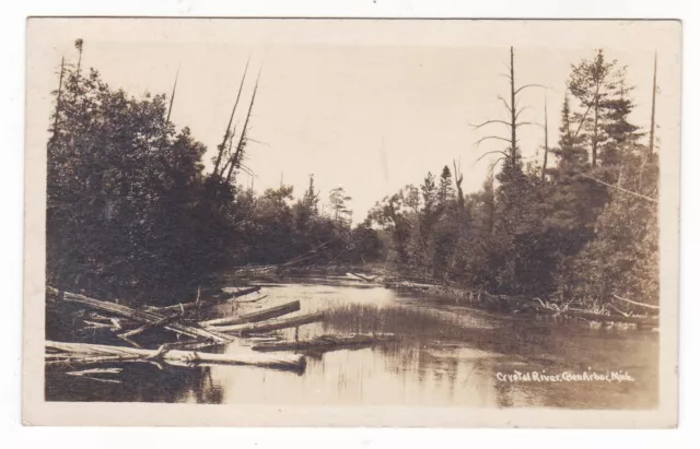 c1920 RPPC GLEN ARBOR MICHIGAN CRYSTAL RIVER VINTAGE PHOTO POSTCARD MI OLD !!