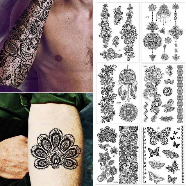 Pegatina de tatuaje temporal henna arte corporal de transferencia brazo pierna impermeable