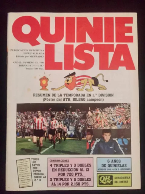 Revista Quinielista 53 - 1984 Resumen 1ª Division-Athletic Bilbao Campeon Futbol