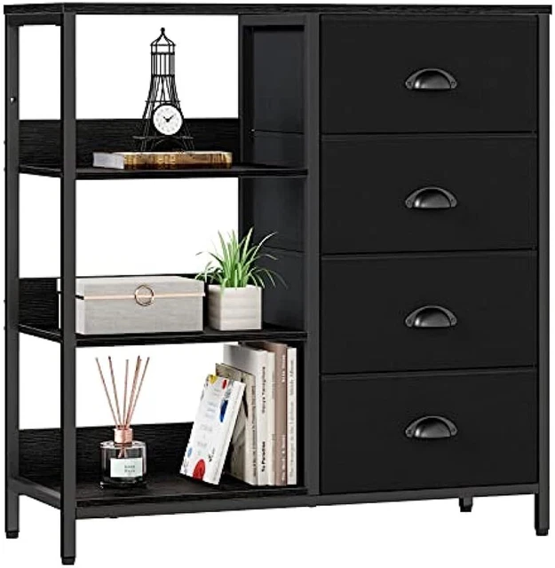 Dresser with 4 Drawer and Side Shelf,Industrial Lightweight Storage for Entryway Dresser with 4 Drawer and Side Shelf,Industrial Lightweight Storage for Entryway