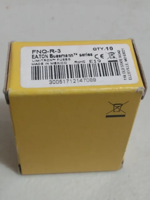 Eaton/Bussmann FNQ-R-3  (3A 600 Vac Fuse) Box of 10 Pieces