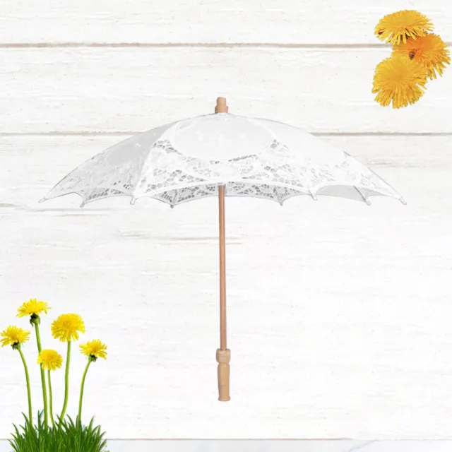 Ombrello matrimonio sposa pizzo bianco maniglia in legno ombrello bella foto