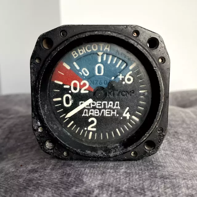 Vintage Ussr Russian Military Aircraft Altimeter Barometer