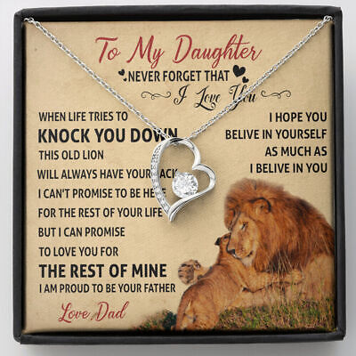 Necklace To My Daughter Cute Birthday Gift from Dad I LOVE YOU Lion Dad Fathers