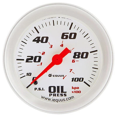 Equus 2-5/8 Dia Oil Pressure Gauge Silver 0-100psi - E8444