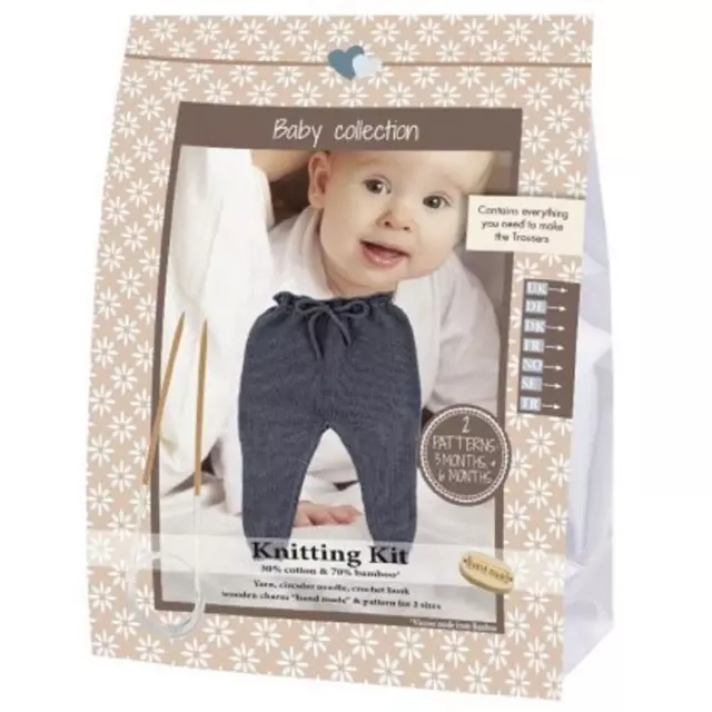 Kit de ganchillo de punto hecho a mano Go pantalones para bebé - gris oscuro