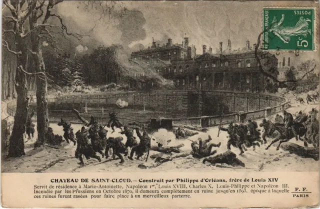 CPA Chateau de ST-CLOUD Incedie MILITARY WAR 1870 (50338)