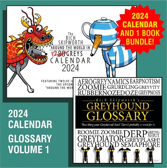 THE RICH SKIPWORTH 2024 Calendar & Greyhound Glossary Vol 1 Bundle £21.