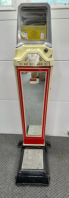 Vintage Coin Operated  Scale Penny Op Watling Weight & Fortune Porcelain Sign