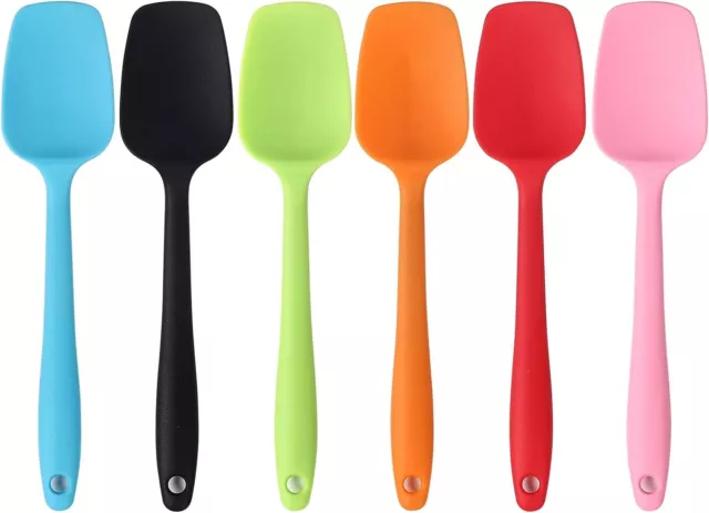 Silicone mixing spoon spatula  21 & 28 cm in 7 Colours GOOD QUALITY & VALUE UK