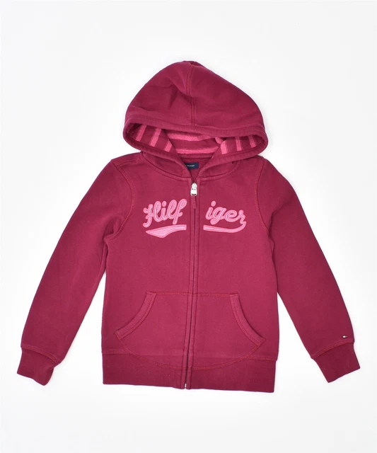 Maglione con cappuccio TOMMY HILFIGER ragazza con cerniera 6-7 anni piccolo cotone rosa ht15