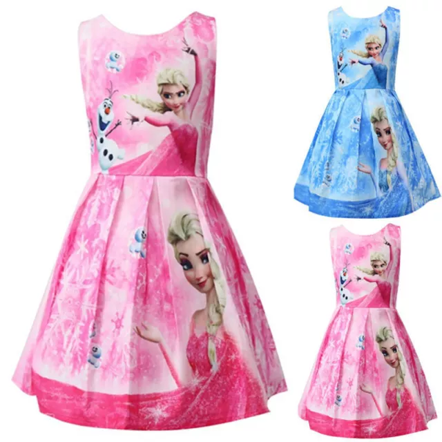 Frozen 2 Kid' Girls Elsa Princess Dress Party Sundress Cosplay Tank Vest Dresses 2