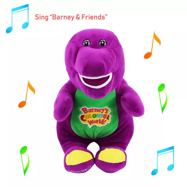 12" Barney The Dinosaur Sing I LOVE YOU Song Purple Soft Plush Doll Toy Kid Gift