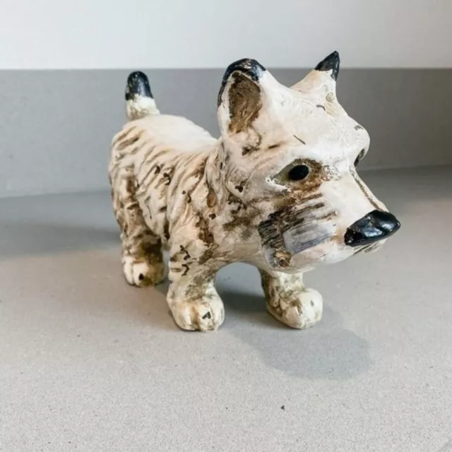 Vintage Westie Chalk Ware Terrier Dog Figurine, 5" Tall