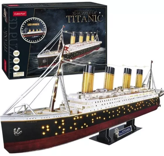 Cubicfun 3D Jigsaw Puzzle Model for Adults - LED Titanic Ship Kit - 266 Pieces