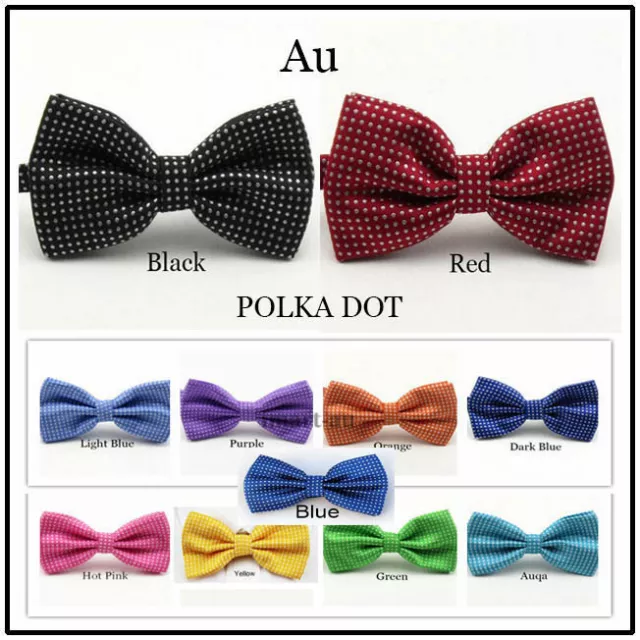 Mens POLKA DOT Silk Satin Tuxedo Solid Bow Tie Formal Wedding  Bowtie Necktie