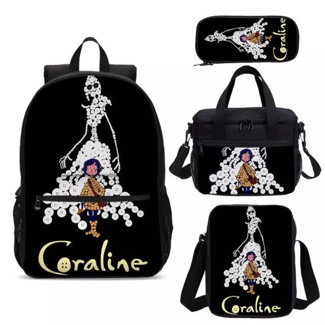 Coraline Movie Kids Large School Backpack Insulated Lunch Bag Pen Case Value Lot