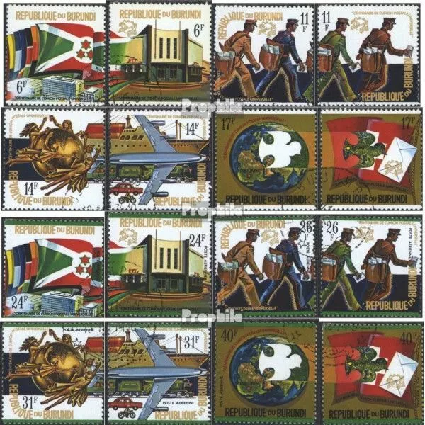 Burundi 1069A-1084A (kompl.Ausg.) gestempelt 1974 100 Jahre Weltpostverein