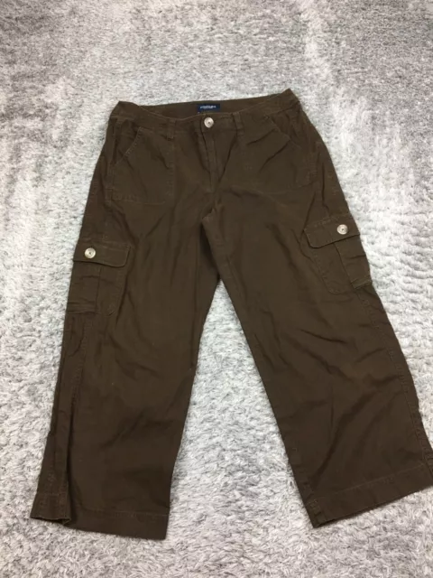 Sonoma Cargo Capri Pants Womens Size 10 Brown Linen Cotton Blend Straight Leg