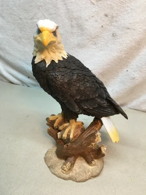 Polly Resin  American Eagle Perching on Tree Branch Resin Figurine Statue 13in