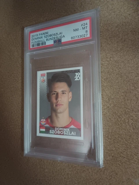 2019 Panini Fussball Dominik Szoboszlai #24 Rookie PSA 8 Sticker Card RC NM-MT