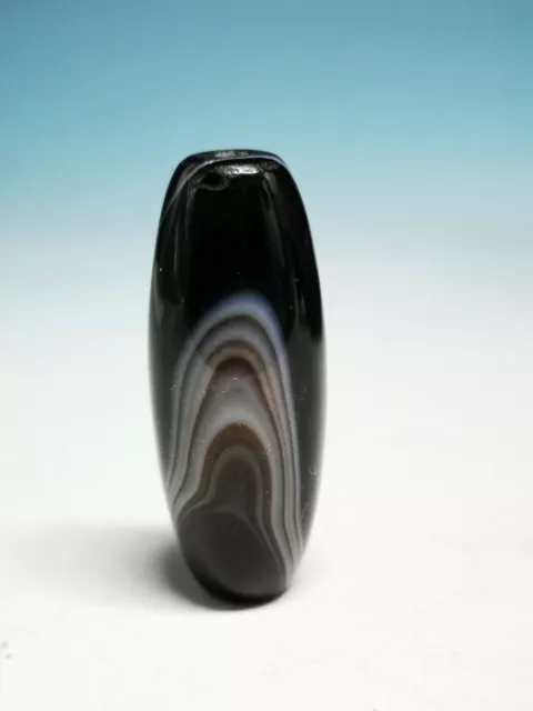 Wonderful RARE Power Tibetan Natural Lines Agate Dzi Bead Amulet B04
