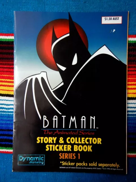 ✺Rare✺ 1992 BATMAN Dynamic Animated Series Book + 55/90 Stickers - Australia