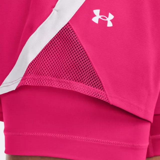 Under Armour  Running Shorts Womens UA HeatGear 2 in 1 Play Up 2020 Pink White 3