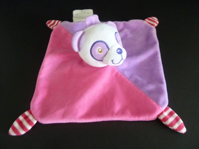 NA. DOUDOU PLAT NANJING PANDA rose mauve violet blanc carré rayé - TTBE