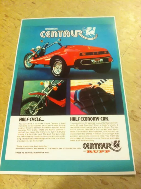 Vintage Rupp Centaur Trike 3 Wheeler Poster Advertisement Man Cave Art S402